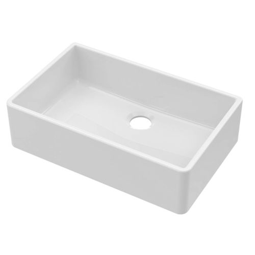 Nuie Butler 795x500x220mm Fireclay Sink with Central Waste - White (20288)