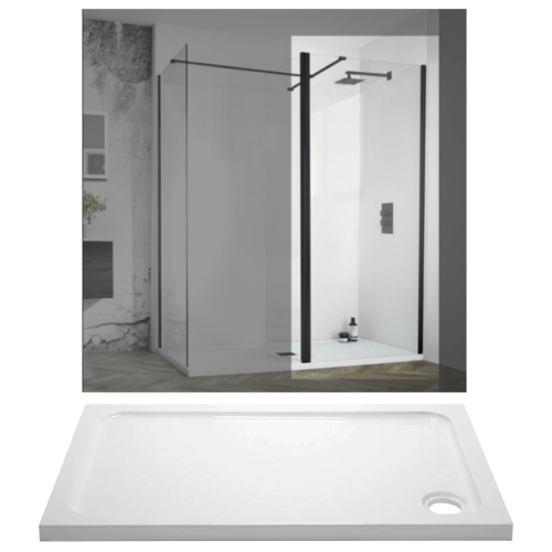 Aquadart Venturi 8 1400x 800mm Walk in Shower Bundle - Black