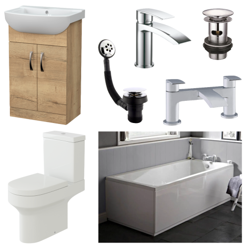 1700mm Single Ended Bath, Toilet, 550mm Vanity and Tap Deal