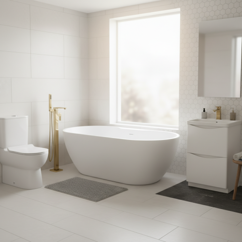 Happi Complete Freestanding Bath Suite - Brushed Brass (20559)