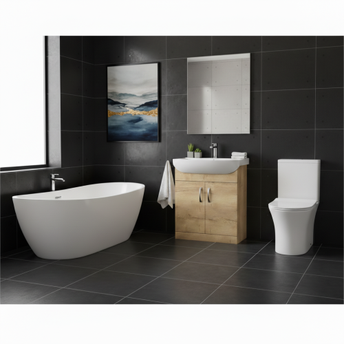 Ikoma 750mm Vanity, Synergy Bolsena 1800mm Freestanding Bath and Bali Toilet Bundle