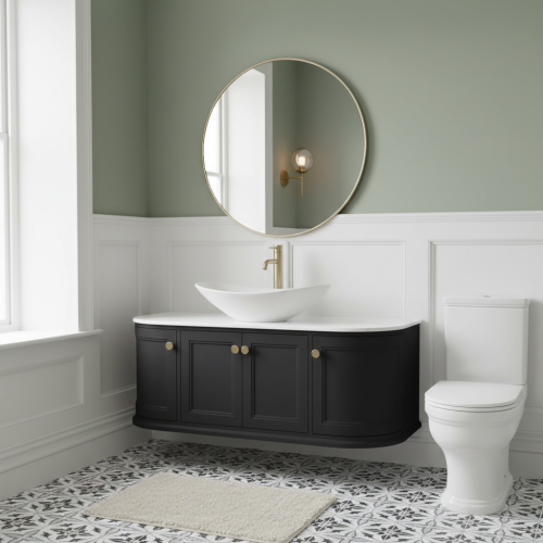Kingsbury 1200 Vanity Unit Anthracite, Bowl, Toilet, Mirror and Brassware Bundle