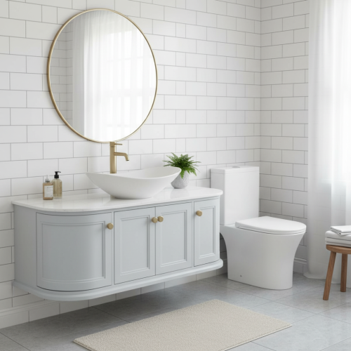 Kingsbury 1200 Vanity Unit Signal Grey, Bowl, Toilet, Mirror and Brassware Bundle