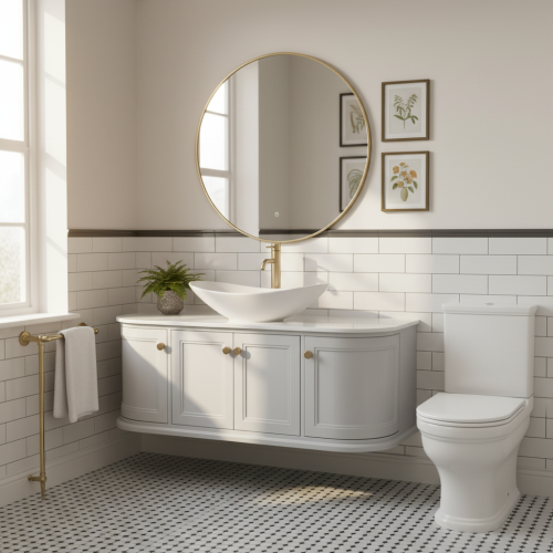 Kingsbury 1200 Vanity Unit Signal Grey, Bowl, Toilet, Mirror and Brassware Bundle