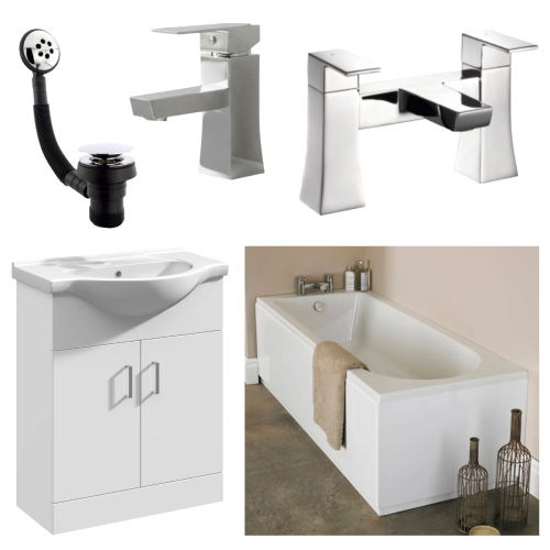 Nuie Mayford 650mm Vanity, 1700mm Bath, Toilet and Tap Deal