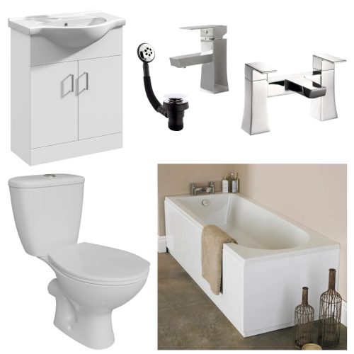 Nuie Mayford 650mm Vanity, 1700mm Bath, Toilet and Tap Deal