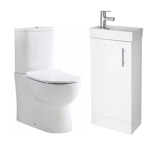 Minuto 400mm Floorstanding Vanity & Toilet - Gloss White