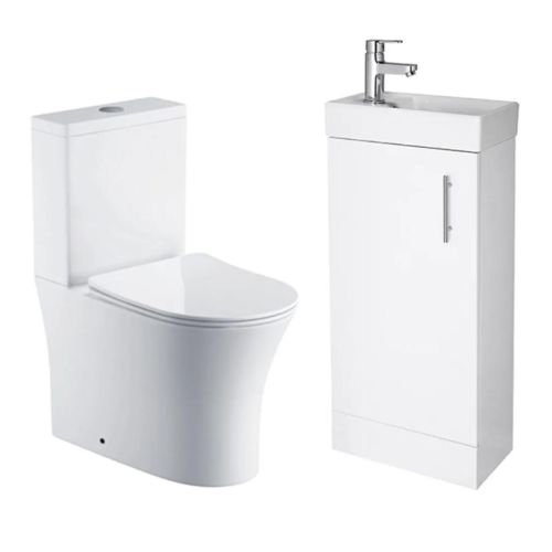 Minuto 400mm Floorstanding Vanity & Toilet - Gloss White