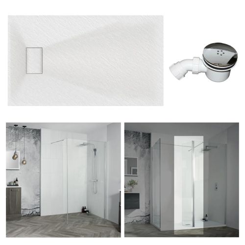 Veloce White - Walk in Corner or Recess Shower Pack  1000mm x 700mm 