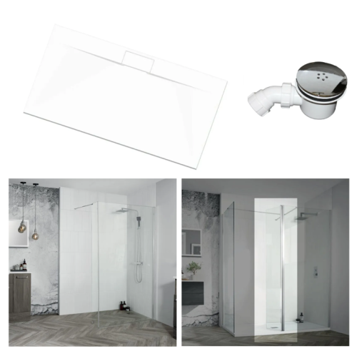 Veloce White - Walk in Corner or Recess Shower Pack  2000mm x 900mm 