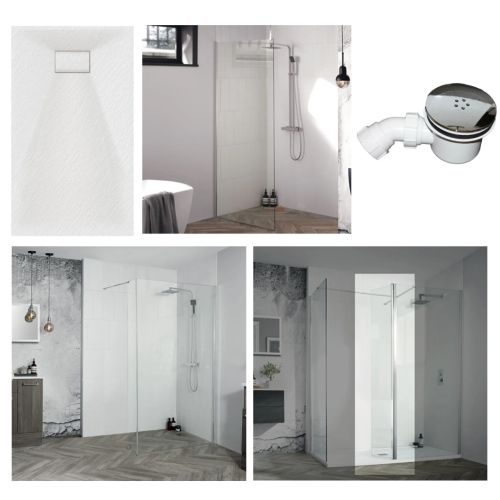 Veloce White- Walk in Corner Shower Pack  1600mm x 800mm 