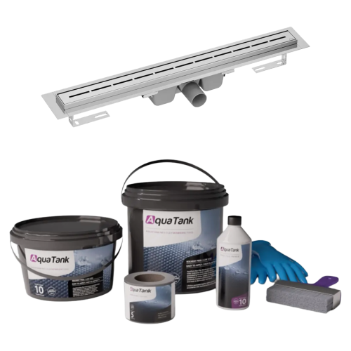 Ravak 750mm Runway Shower Wetroom Floor Waste Gulley - Stainless and Dukkaboard 10m Tanking Kit