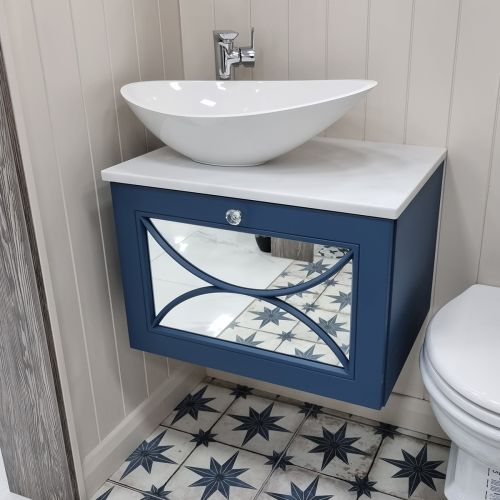 Josef Martin Carter 600mm Vanity Unit & Pebble Worktop - James Blue (15726)