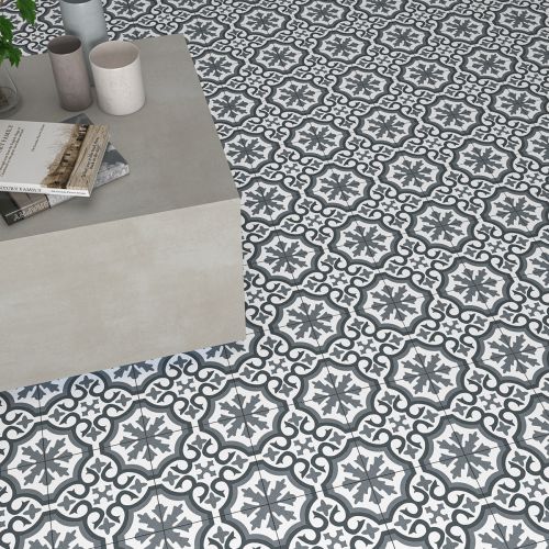 Chelsea Graphite 45 x 45cm Porcelain Pattern Tile - 1.22 sqm perbox