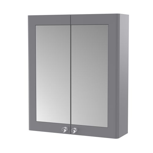 Nuie 600mm Grey Double Door Mirror Cabinet