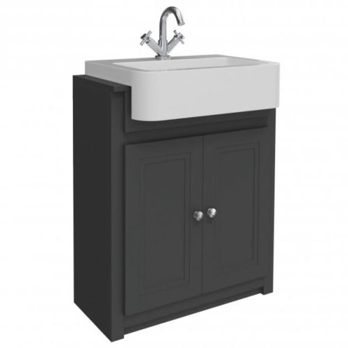 Classica 660mm Traditional Vanity Unit & Semi-Recessed Basin - Charcoal Grey (13294)