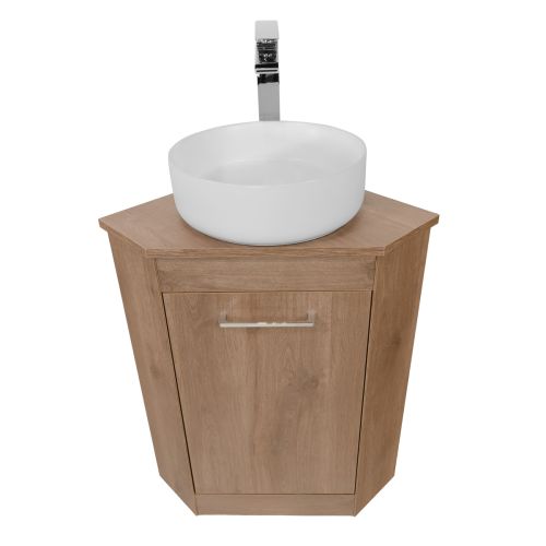 Josef Martin Cosmo Floorstanding Corner Vanity Unit with Worktop - Dalton Oak