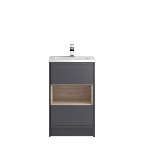 Hudson Reed Coast 500mm Floorstanding Vanity Unit & Slimline Basin - Gloss Grey CST875 (8053)