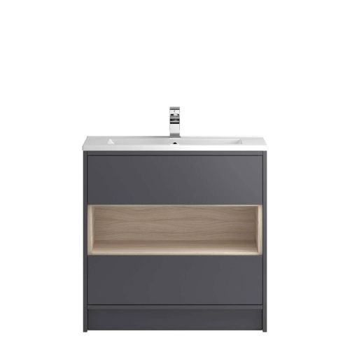 Hudson Reed Coast 800mm Floorstanding Vanity Unit & Slimline Basin - Gloss Grey CST878 (8056)