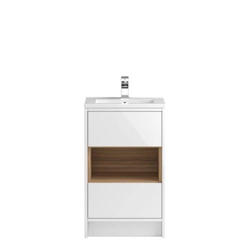 Hudson Reed Coast 500mm Floorstanding Vanity Unit & Slimline Basin - Gloss White CST885 (8067)