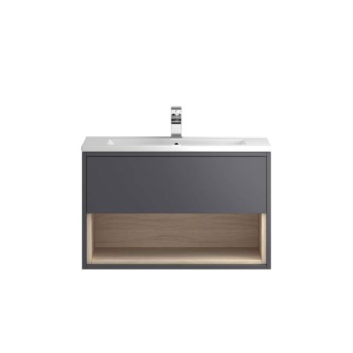 Hudson Reed Coast 800mm Wall Mounted Vanity Unit & Slimline Basin - Gloss Grey CST888 (8061)