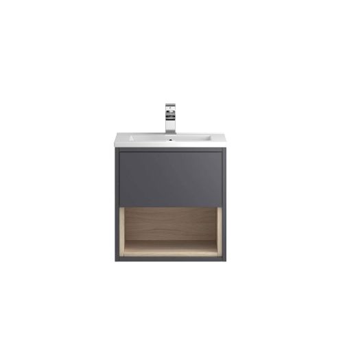 Hudson Reed Coast 500mm Wall Mounted Vanity Unit & Slimline Basin - Gloss Grey CST975 (8063)