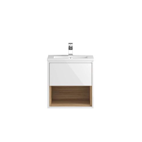 Hudson Reed Coast 500mm Wall Mounted Vanity Unit & Slimline Basin - Gloss White CST985 (8074)