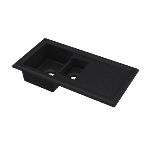 Nuie 1010x525mm 1.5 Bowl Inset Sink - Matt Black (20307)