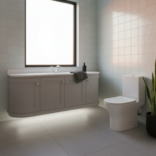 Kingsbury Classic Curved 1200mm Wall Mounted Vanity Unit, Bali Toilet & Tap Bundle