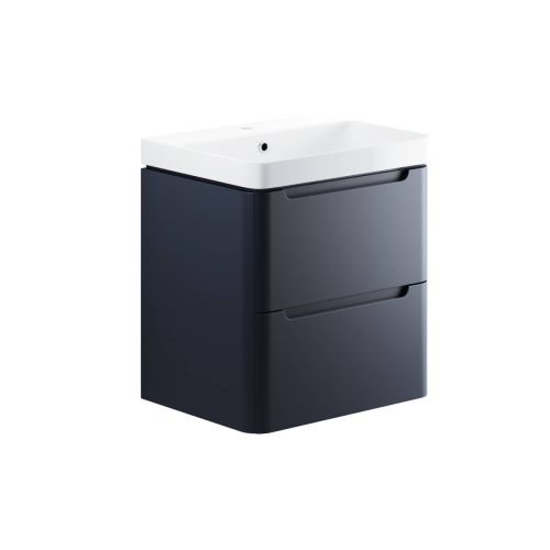 Ari Design Campese 600mm 2 Drawer Wall Hung Vanity Unit Basin- Matt Indigo