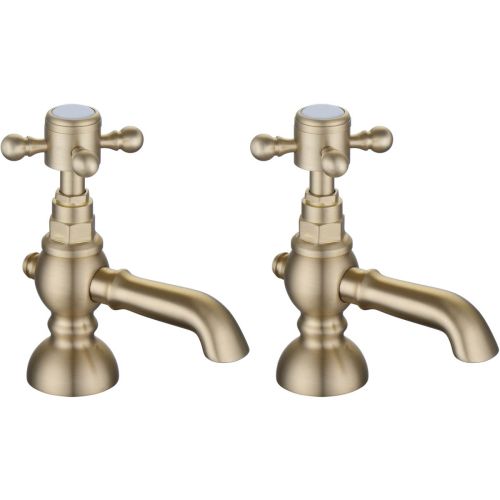 Ari Design Classique Basin Pillar Taps - Brushed Brass