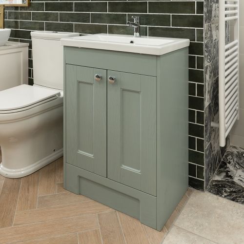 Trillick 600mm Floorstanding 2 Door Vanity Unit & Basin - Duckegg Blue