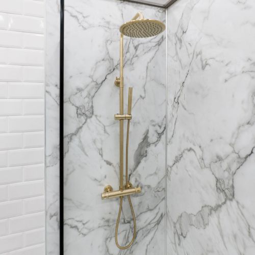 Eliseo Ricci Exclusiv Round Rigid Riser Shower - Brushed Brass (13007)