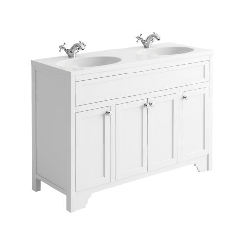 Harrogate Duchy 1200mm Vanity Unit & Double Basin - Arctic White (15813)