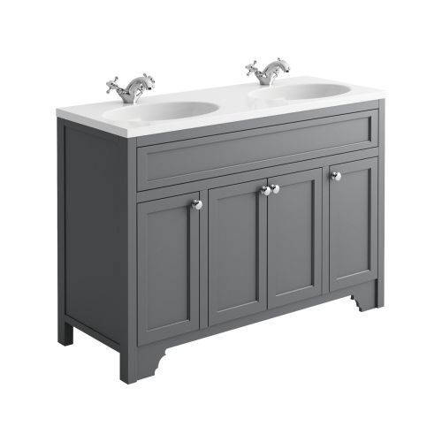 Harrogate Duchy 1200mm Vanity Unit & Double Basin - Spa Grey (15815)