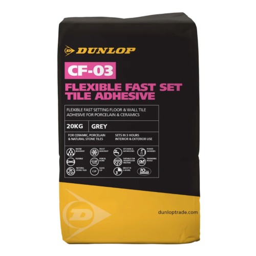 Dunlop CF-03 Rapid-set Flexible Tile adhesive 20kg - Grey