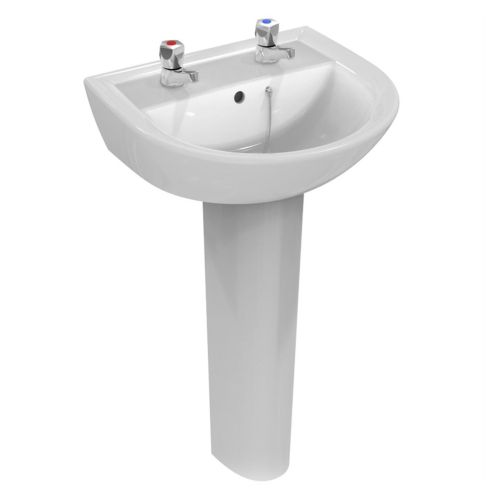 Armitage Shanks Sandringham 550mm 2 Taphole Basin & Full Pedestal (20699)