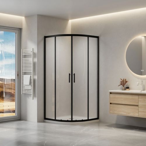 Elementz 900mm Quadrant Double Door Shower Enclosure Black