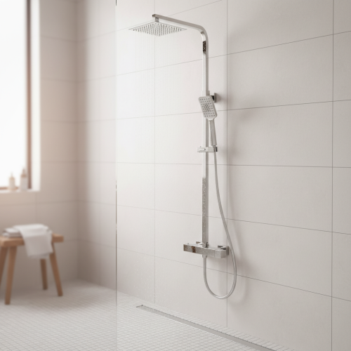 Eliseo Ricci Cube Plus Thermostatic Rain Shower with Diverter