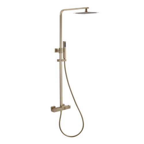 Eliseo Ricci Cube Plus Thermostatic Rain Shower with Diverter - Brushed Brass