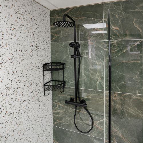 Eliseo Ricci Noir Curve Plus Thermostatic Rain Shower - Black