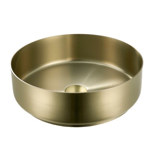 Eliseo Ricci Premium Stainless Steel 400mm Round Countertop Basin - Brushed Brass