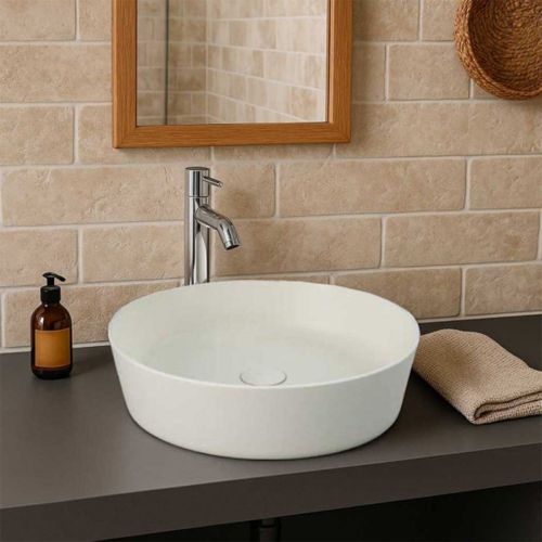 RAK Feeling 420mm Round Countertop Basin - Matt Greige