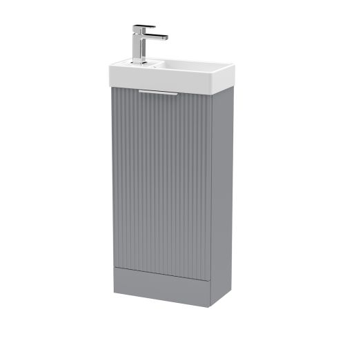 Hudson Reed Fluted 400mm Floorstanding Vanity Unit & Basin - Satin Grey