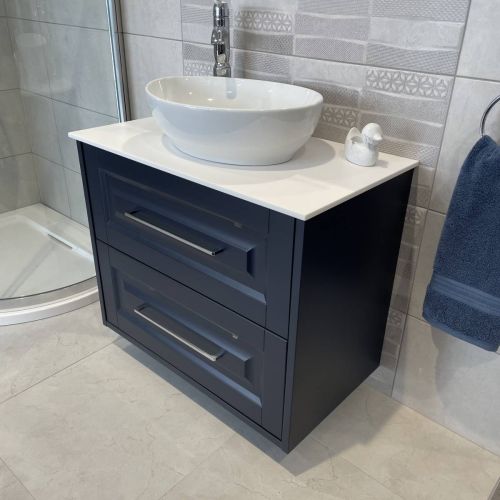 Josef Martin Foxton 800mm Wall Mounted Vanity Unit with Pebble Worktop - Basalt (13635)