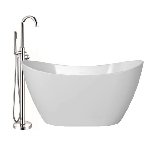 Viktor Benson Orta Free Standing Bath With Curve Floor Standing Bath Shower Mixer