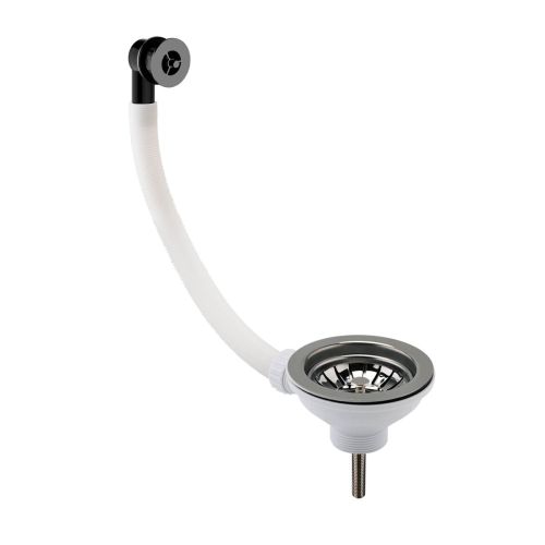 Nuie 90mm Basket Strainer with Round Overflow - Brushed Gun Metal (20379)