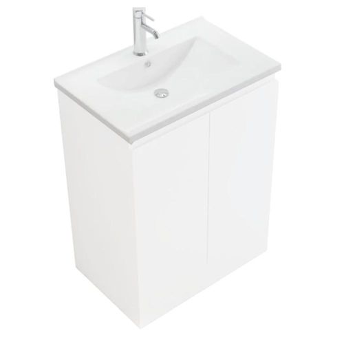 Halite Waterproof 600mm Floorstanding Vanity Unit & Basin - White