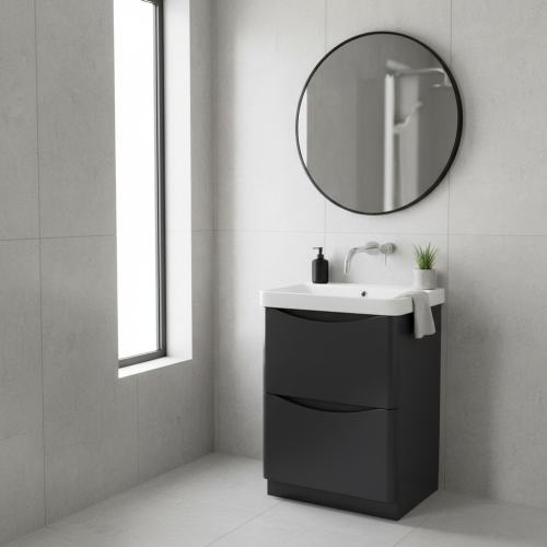 Happi 600mm Floorstanding Vanity Unit & Basin with No Tap Holes - Anthracite