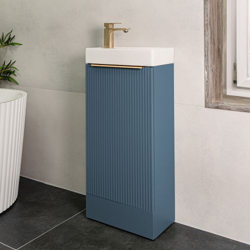 Josef Martin Fluted 400mm Cloakroom Vanity Unit & Basin - Marine Blue (21154)